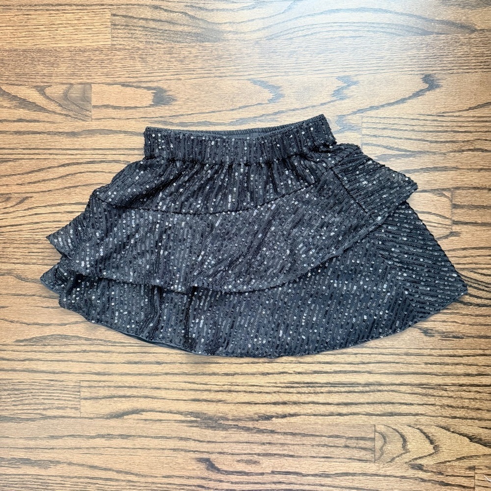 Abercrombie Girls Black Sequin Tiered Skirt - size 9/10